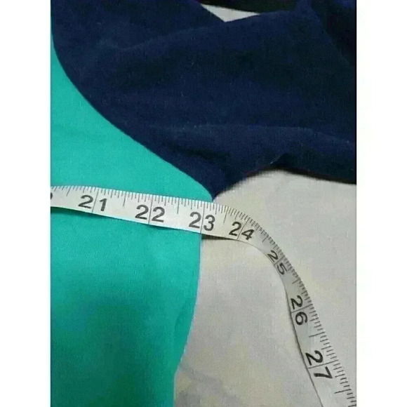 Lands End Serious Sweats Sweatshirt SZ Large Teal Colorblock Print Fall Top - Picture 4 of 5